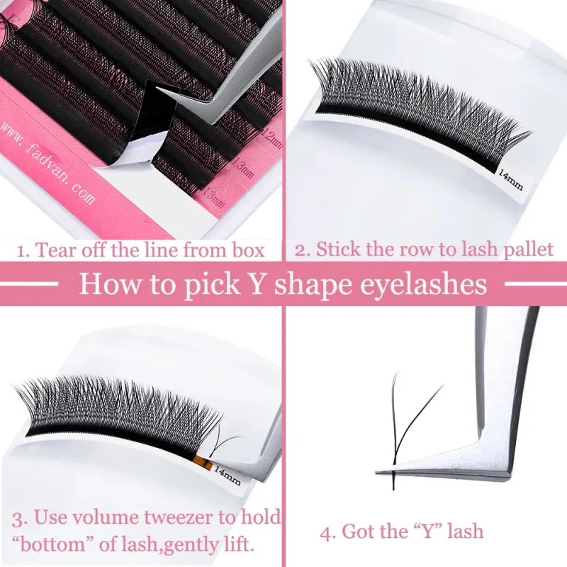 Fadvan Y Shape False Eyelash Extensions YY Brown/Black C/D/L/LU/L+ Curl Fox Eye
