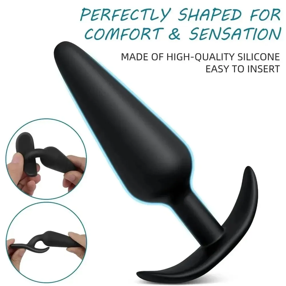 Anal Plug T-Shaped 3 Sizes Soft Silicone Anal Butt Plug Stimulator Anal Sex Toys for Men/Women Prostate Massager Trainer