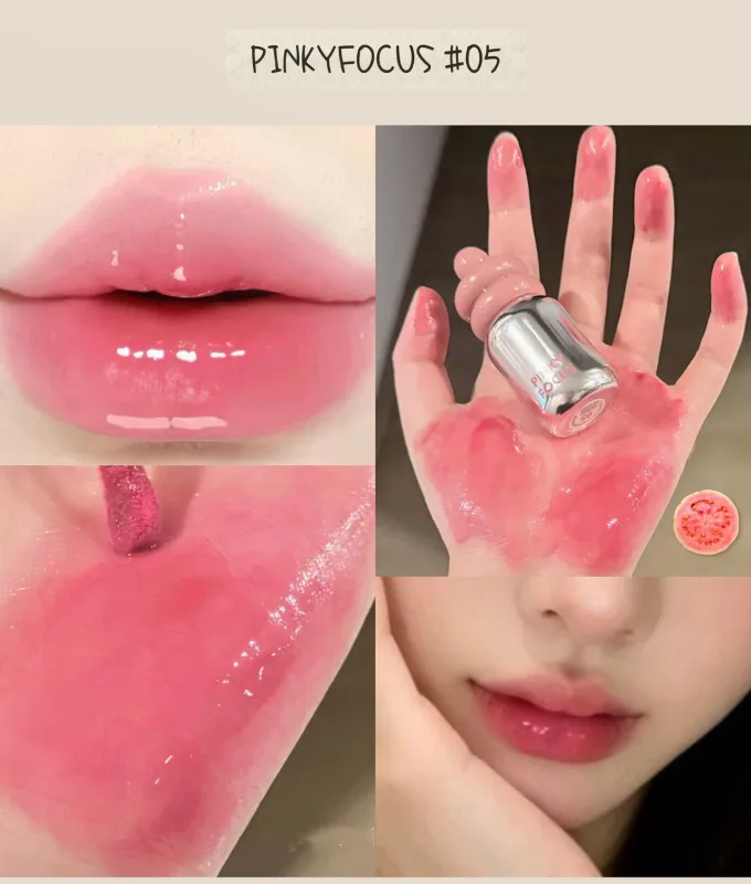 Pinkyfocus Clear Gloss Lip Oil Moisturizing Glass Finish Non-Sticky Nude Shade Ideal for Layering to Brighten Lips — image 2