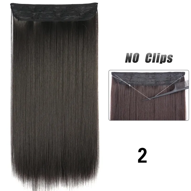 No Clips Hair Extensions Invisible Wire Long Straight Synthetic False Hair Piece 80cm Black Brown Blonde Hairstyle — image 8