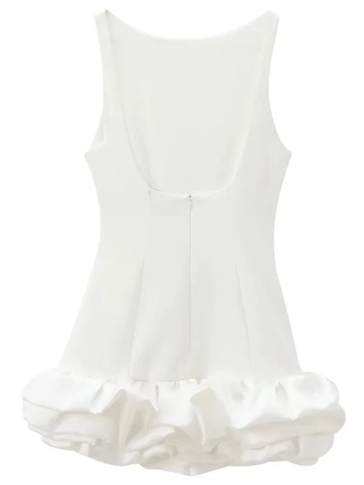 White Short Dress Women's Ruffle Backless Party Dresses Black Red Sleeveless Bodycon Mini Dress Woman Summer Sexy Vestidos — image 5