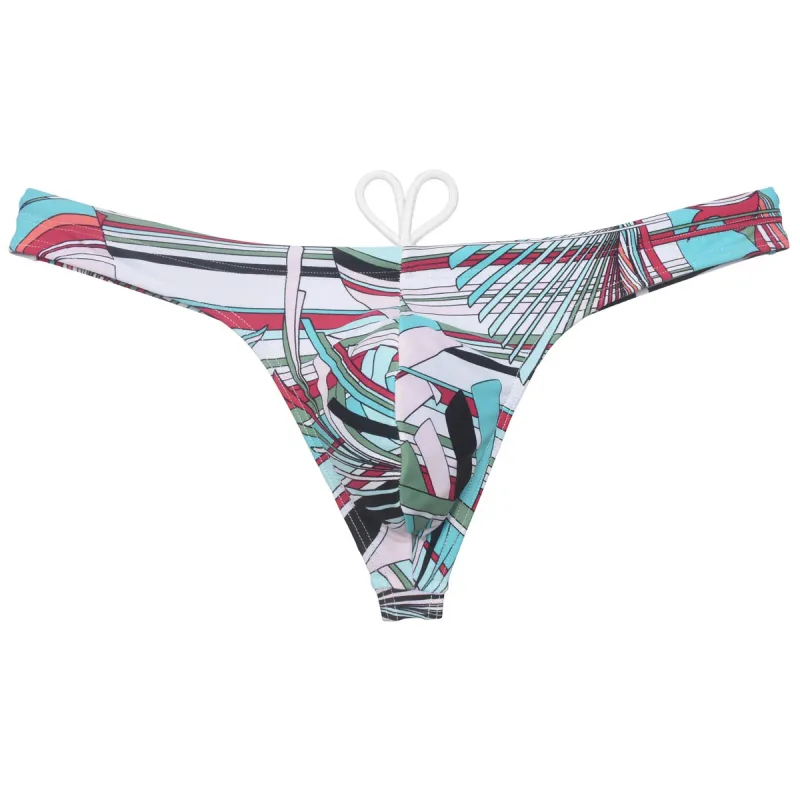 Sexy Swim Thong Men's Swimwear Bikini Briefs Drawstring Quick-dry Elastic Underwear Pouch Beach Tangas Surfing Poolside