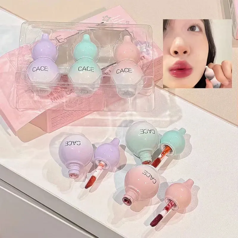 Mini Gourd Watery Mirror Lip Glaze Sets 3 Colors Lasting Moisturizing Water Glass Lipgloss Tint Hydrating Lip Stain Kits — image 2