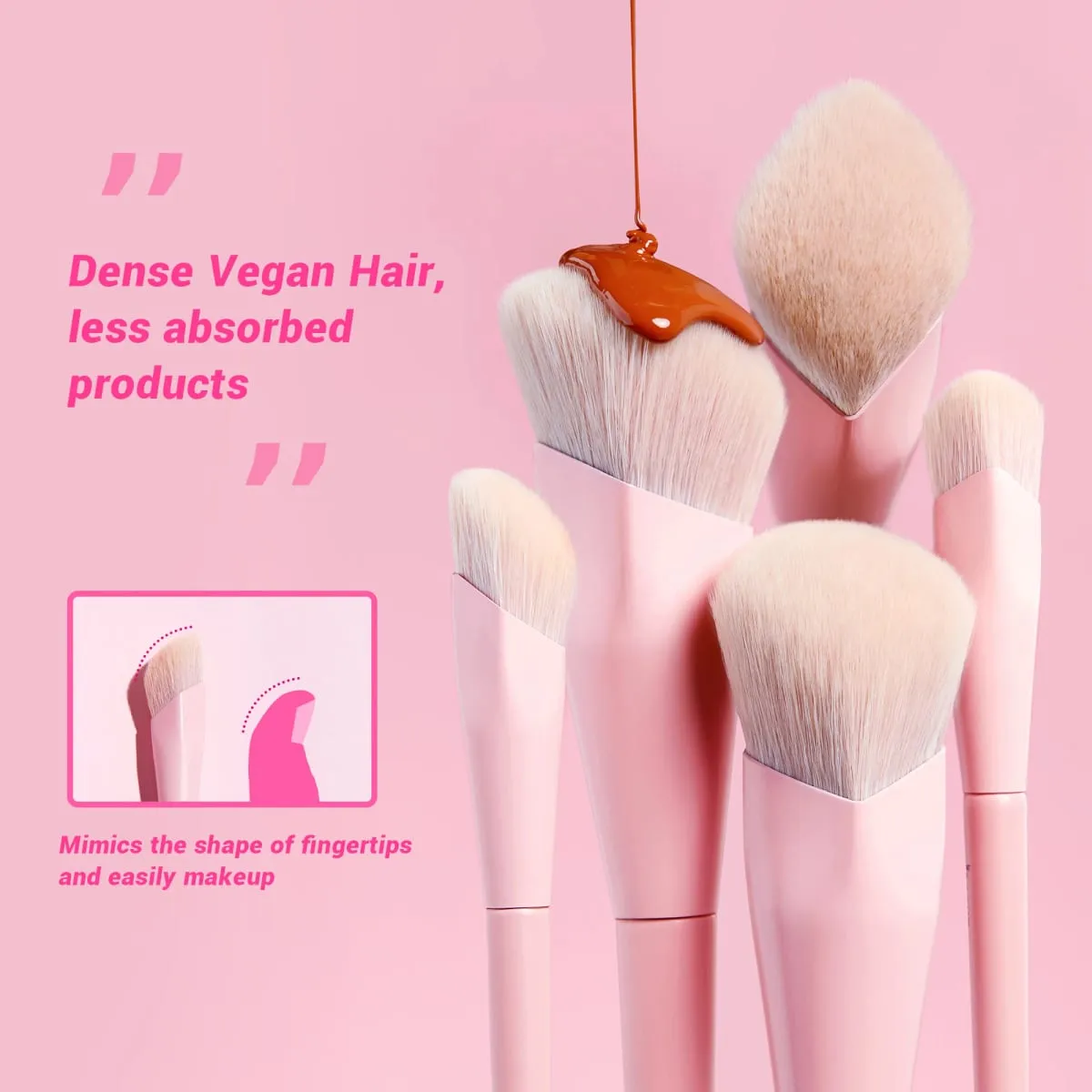 Jessup Foundation Brush and Concealer Brush Pink Makeup Brushes Set 2Pcs Premium Synthetic Face Brushes Makeup T497