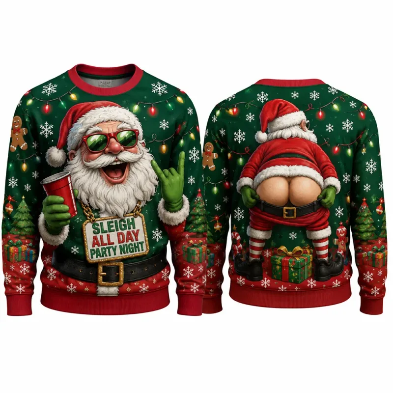 Lets Get Blitzened Reindeer Christmas Sweatshirt 3D Print Crewneck Unisex New Funny Ugly Xmas Party Holiday Jumper Autumn Wear
