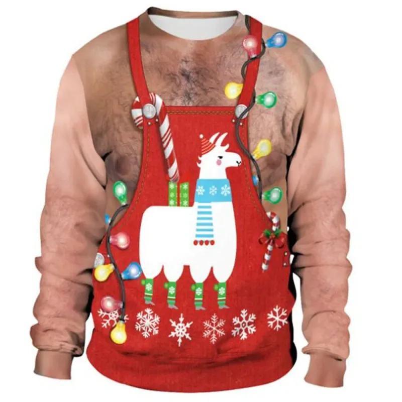 Sjov juletrøje Mænd Kvinder Pullover Xmas Sweatshirt Grim grafisk Y2k Sweatshirts til feriefest Løst herretøj — image 13