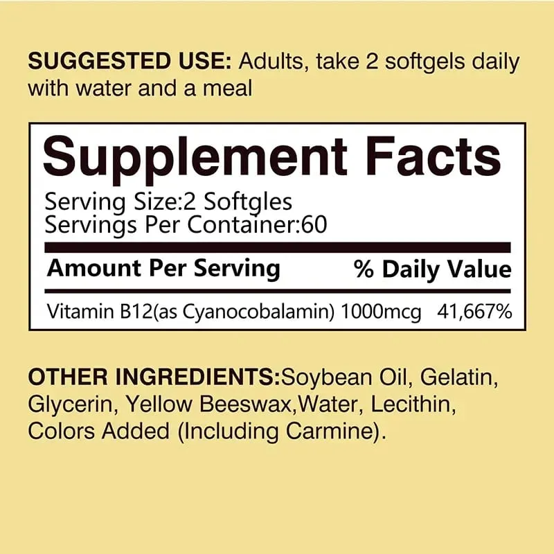Vitamin B12 - for Mood Brain Nervous System Energy Metabolism Relieve Fatigue Heart Health — image 3