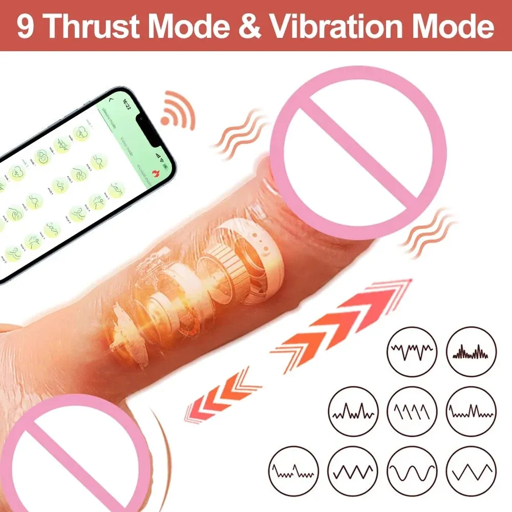 APP Control Thrusting Realistic Dildo for Women G-spot Heating Vibrator with Suction Cup Fake Penis Female Sex Toy Masturbation — image 3