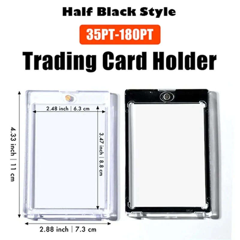 35-180PT Black Magnetic Trading Card Holders UV Protect For Sports Game Cards 100PT 130PT 180PT Material Jersey Card Case — image 3