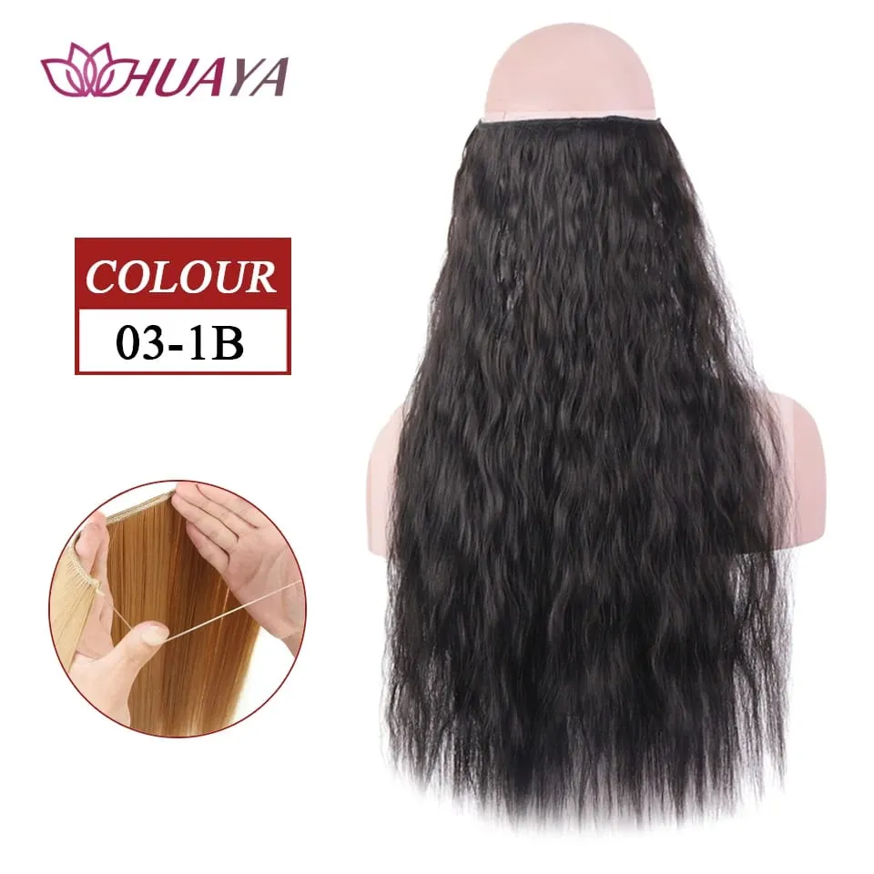 Synthetic Long Straight Invisible Wire No Clips In Hair Extensions Fake Hair Pieces Secret Fish Line Hairpieces For Women — image 32