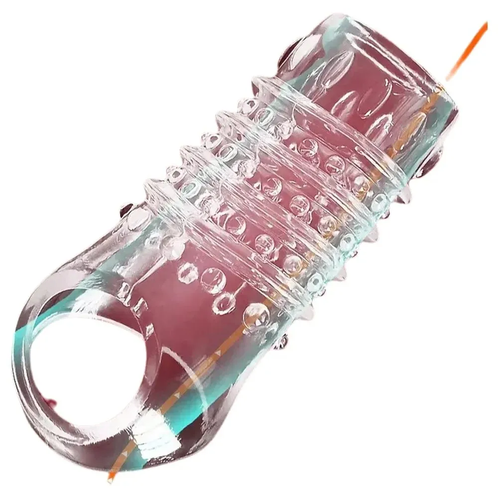 Transparent/Black Penis Extender Sleeve Reusable Condoms Penis Rings Enlargement Enhancer Delay Ejaculation Sex Toys for Men — image 1