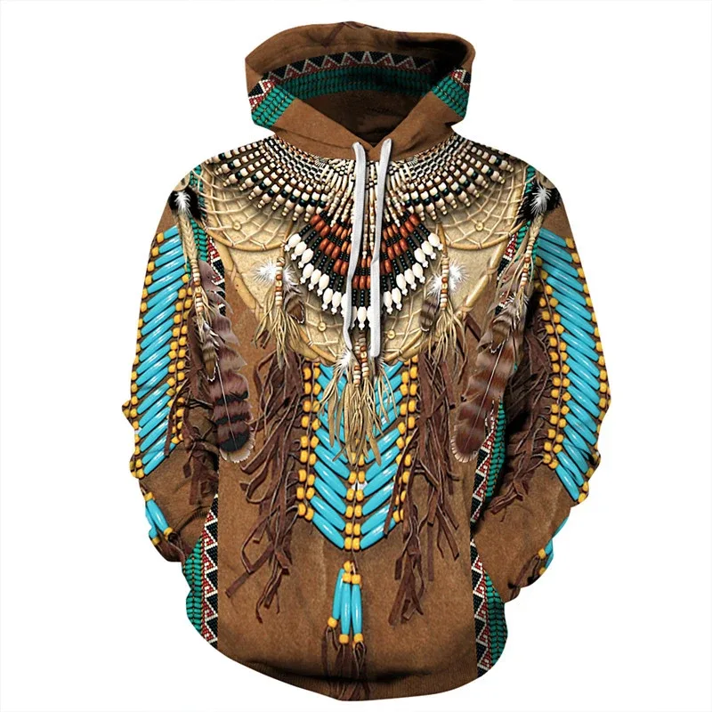 Fashionable 3D Printed Bohemian Pattern Men's Top Fashionable Men's Loose Large Sports Hoodie Street Retro Long Sleeve Hoodie — image 22