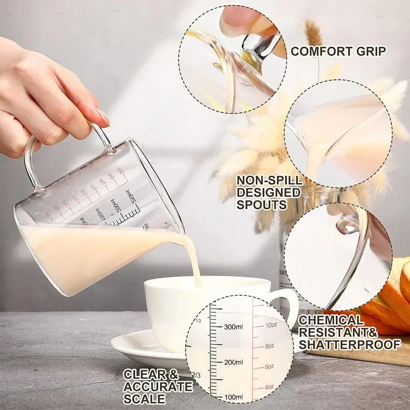 Mataas na Borosilicate Glass Measuring Cups Clear Glass Scale Cup With Handle V Shaped Spout Kitchen Glass Measuring Beaker — image 4