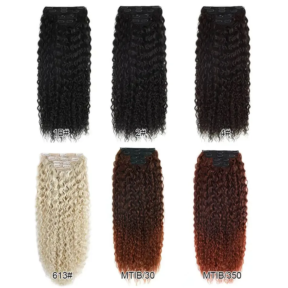 Synthetic Kinky Curly Clip-in Hair Extensions 26'' Super Long Water Wave Clip In Hair 160-200grams 4 Pcs Full Head Hair Pieces — image 6