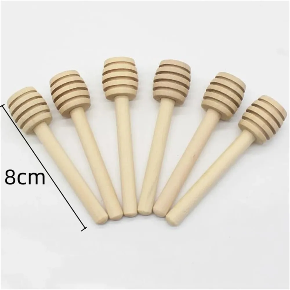 100pcs Wood Honey Dipper Stick Server for Honey Jar Dispense Drizzle Honey