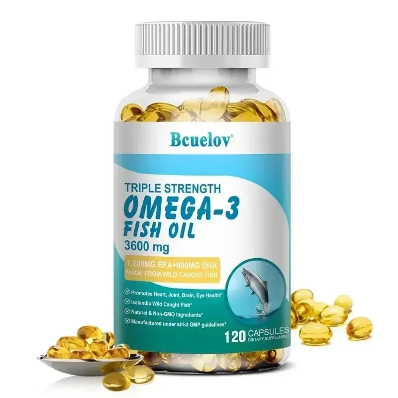 Bcuelov Omega-3 Fish Oil Dietary Supplement - Includes EPA & DHA - 3600 Mg Per Serving for Heart Joint Brain Eye Health