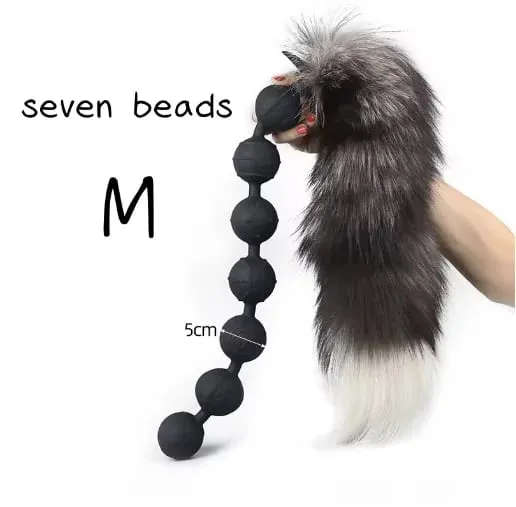 3-7beads Long Large Anal Tail Cosplay Soft Silicone Ball Dilator Sex Toys for Woman Man Anal Plug Massager Pull Beads Buttplug — image 9