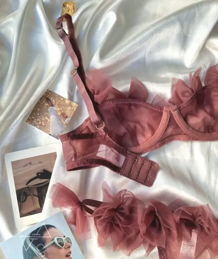 꽃/섹시한 메쉬 란제리 끈 팬티 세트 뜨거운 바람둥이 반 컵 울트라 얇은 브래지어 여성 속옷 편안한 숙녀 브래지어 — image 6