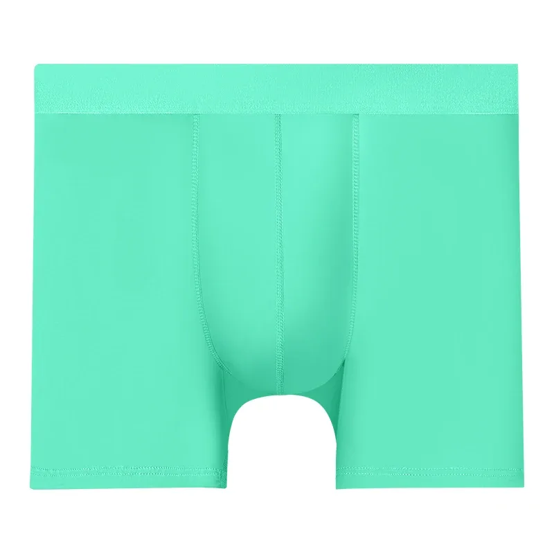 Cueca esportiva masculina de seda gelo, roupa íntima de verão para homens, perna fina, respirável, tamanho grande, roupa estendida, virilha, boxers