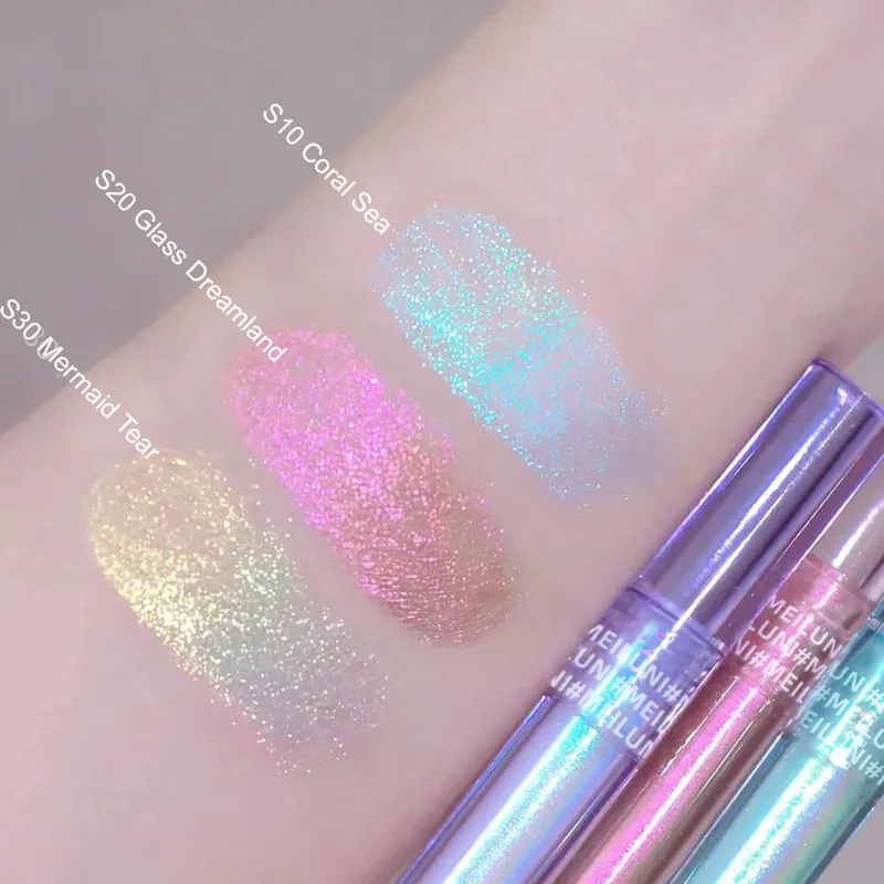 Glitter Highlighter Liquid Eye Shadow Multichrome Shimmer Eyeshadow Chameleon Eye Makeup High Gloss Pearl Shiny Eye Shadow