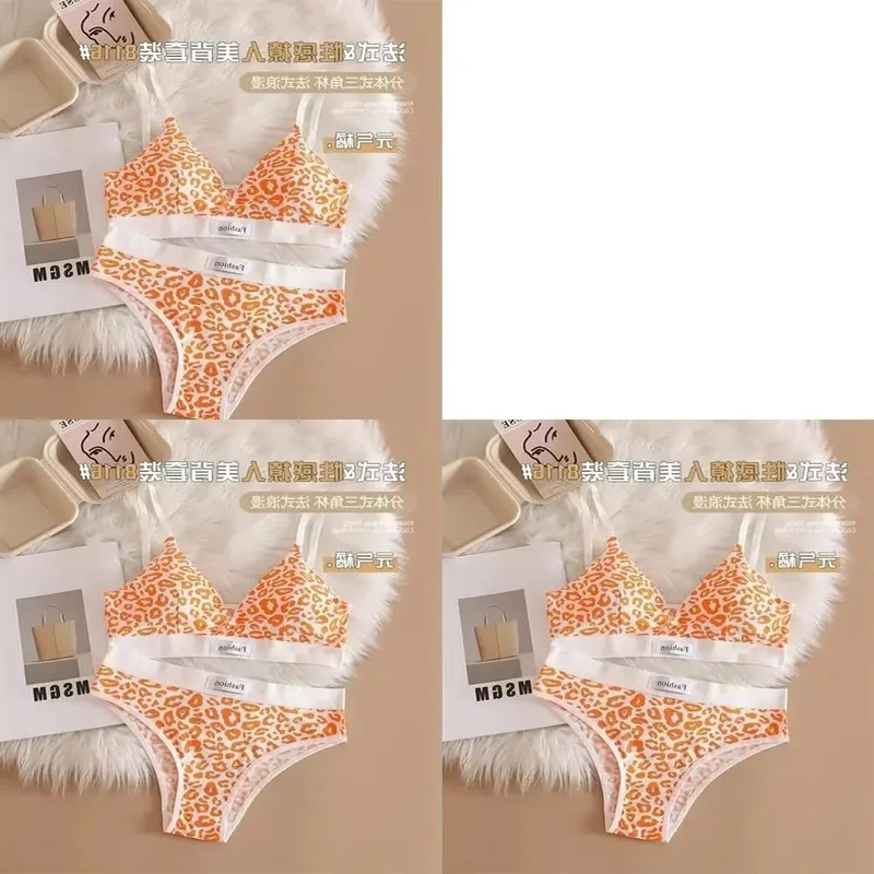 1/3/8Pcs Seamless Bra Set Low Waist Panties Leopard Bralette Sexy Lingerie Set Vneck Sport Brassiere Female Cotton Underwear Set — image 15