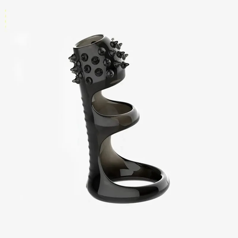 Male Penis Sleeve Dual Cock Rings Delay Ejaculation Nozzle Penis Rings Enlargement Reusable Cockring Sex Toys for Men Adults — image 17