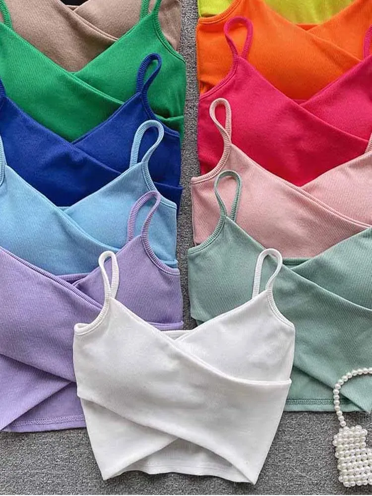 Irregular Casual Sport Camisole Women Strap Design Solid Fashion 2024 Y2K Elegant Ladies Chic Slim Tank Tops — image 7