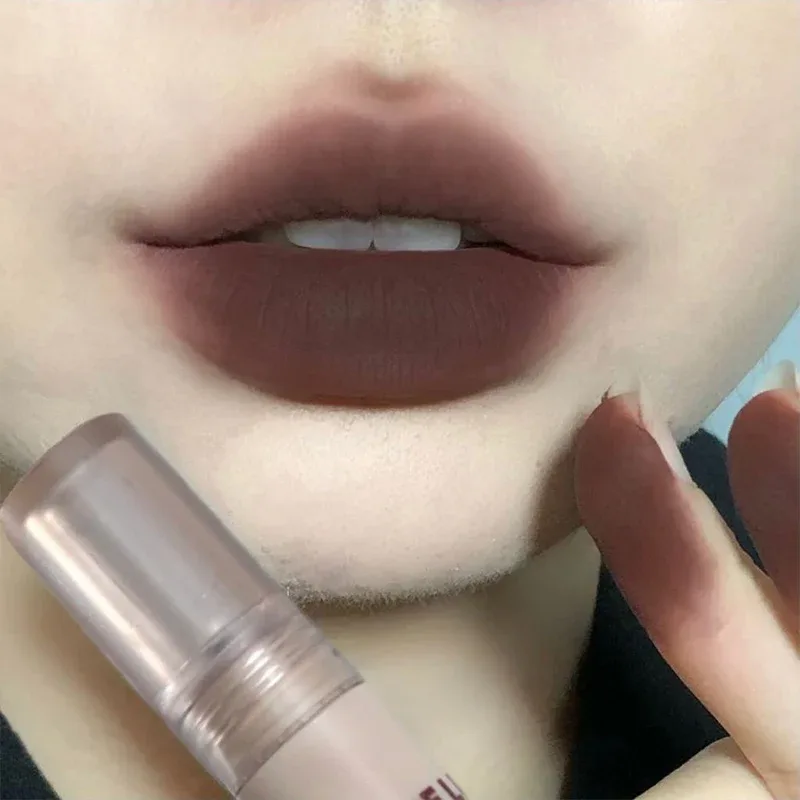 Gothic Matte Black Lipstick Waterproof Mousse Mud Nude Brown Lipstick Dark Purple Punk Lip Gloss Makeup Non-stick Tint — image 5