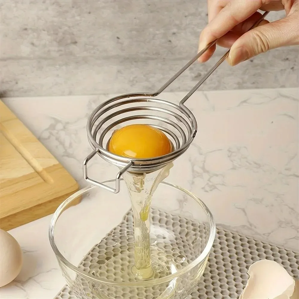 Egg Separator Long Handle Egg White Separator Food Grade Stainless Steel Egg Yolk Divider Filter Kitchen Gadget — image 3