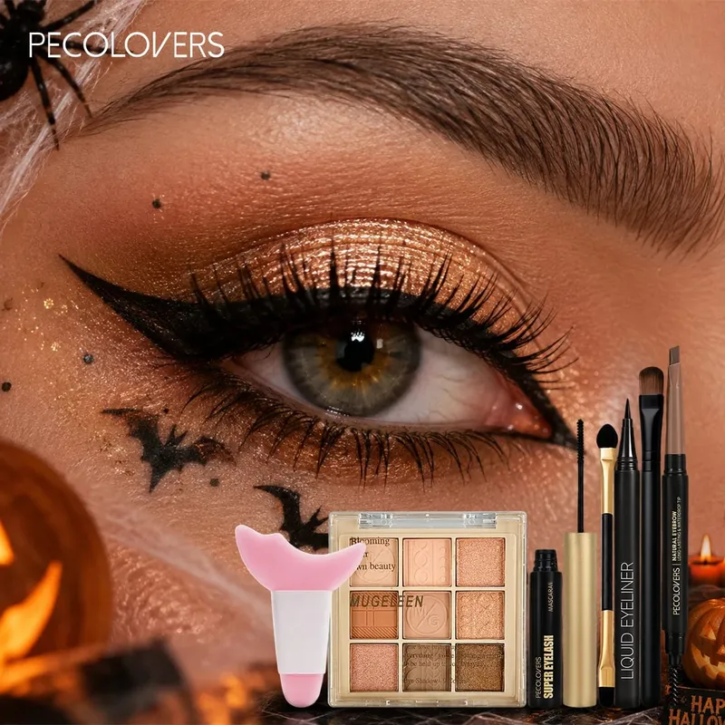 7PCS Eye Set Eyeshadow Palette + Eyeliner + Mascara + Double-ended Eyebrow Pencil Matching Makeup Tools Eye Highlighter — image 2