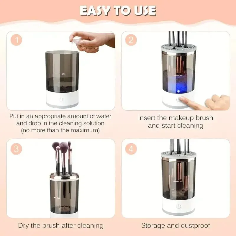 USB Plug Portable Electric Makeup Brush Cleaner with Rubber Makeup Machine Electric USB Quick Cleaner Cleaning Brush Collar Brus — image 6