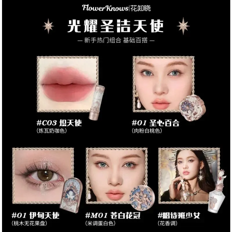 Flower Knows Little Angel Carol Makeup Gift Box Lip Mud Stick Cheek Bluch Cream Eyeshadow Long-lasting Makeup Cosmetics Sets — image 3