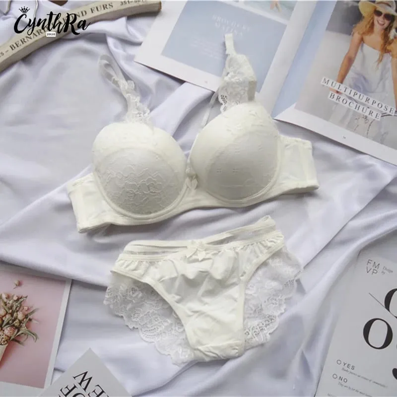Lingerie Bra Underwear for Women Sexy Section Breathable Female Large Plus Size Lace Push Up Bralette Bra and Panty Set