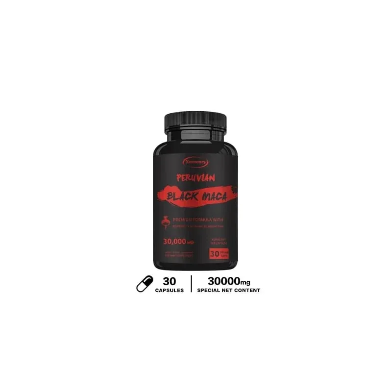 Maximum Strength Black Maca Root - 30 000 Mg - Gelatin Maca Root Extract From Peru