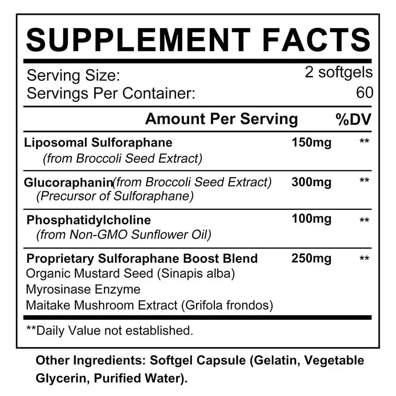 Liposomal Sulforaphane 450mg - Antioxidant Heart Supplement Immunity BoostingSupplement — image 3