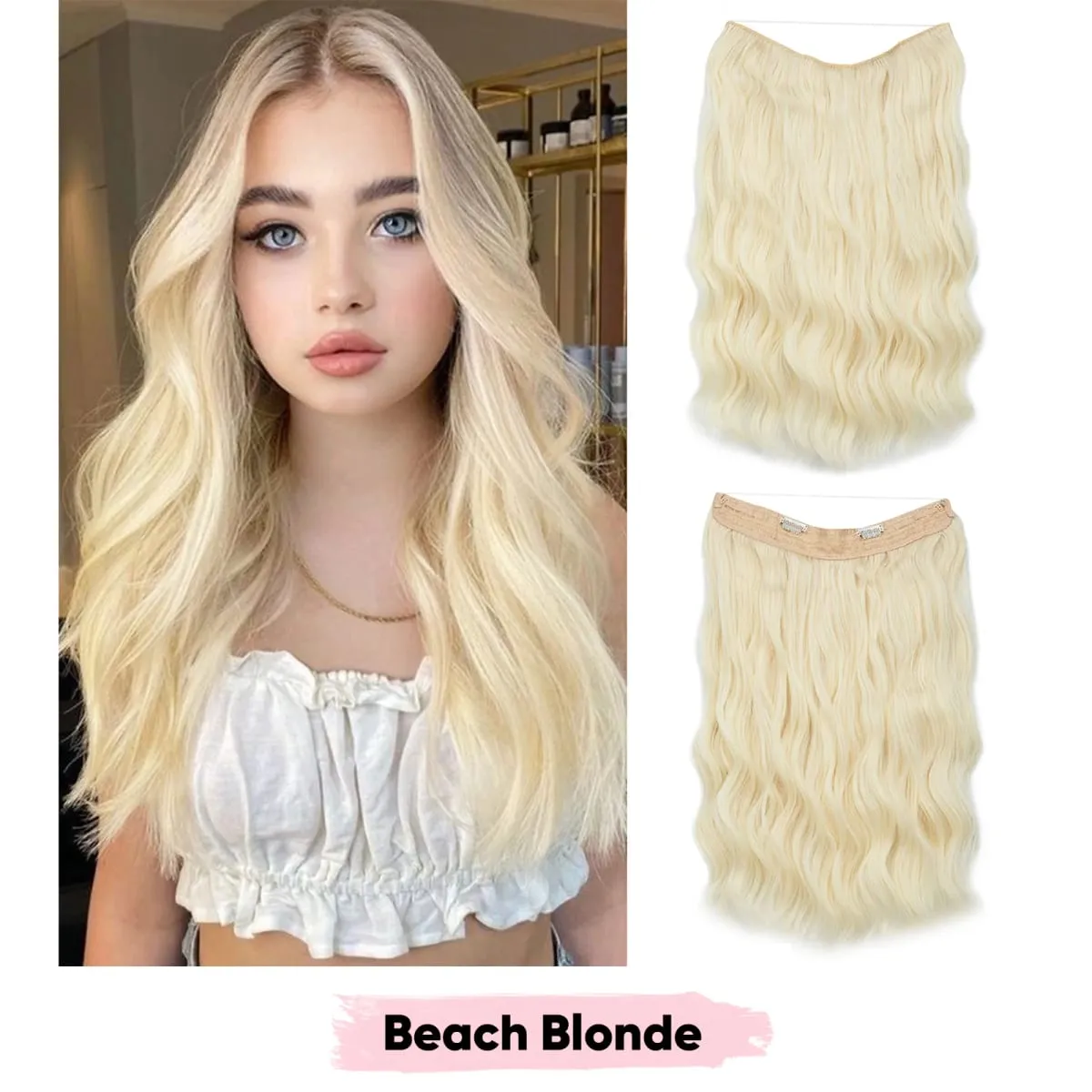 Synthetic Wave Invisible Wire Clip in Hair Extensions Fish Line With Clips Hairpiece Ombre Fake Hair Piece For Woman — image 34