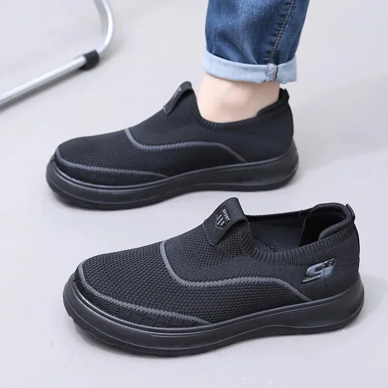 Atmungsaktive Mesh-Sneaker für Herren, leichtes Strickobermaterial, bequeme, weiche Sohle, rutschfeste, lässige Wanderschuhe, modisch, vielseitig — image 4