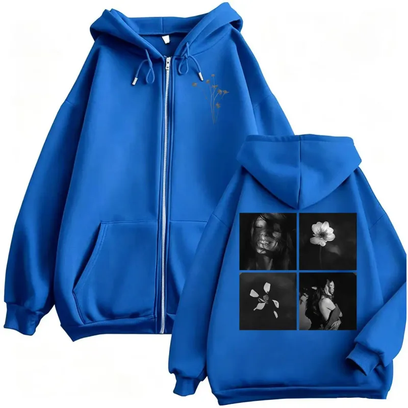 Ariana Grande Petal Album Merch Photo with Floral Sweatshirt Jacket Coat Men Women Fashion Aesthetic High Quality Zip Up Hoodies — image 9