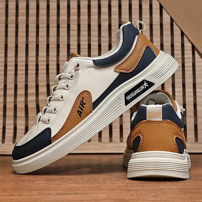Men's Casual Leather Sneakers Waterproof Vulcanized Shoes Men 2024 Comforthable Spring Sneakers Men Casual Shoes Size 39-44 — image 4