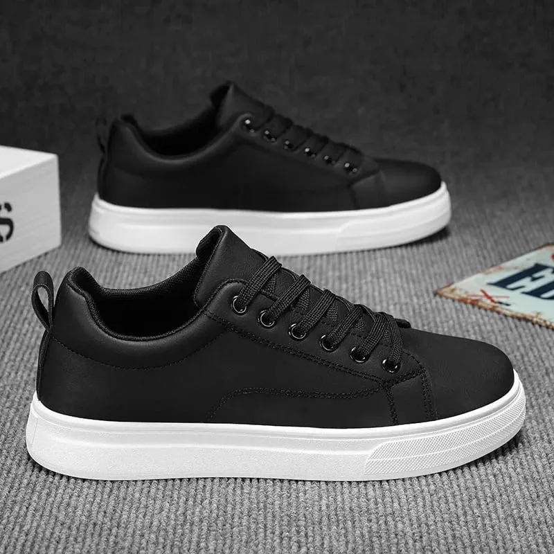 Men's Vulcanized Shoes Casual Low Top Flat Sneakers White Shoes Zapatillas Hombre Chaussure Homme Drop Shipping Leather Black — image 12