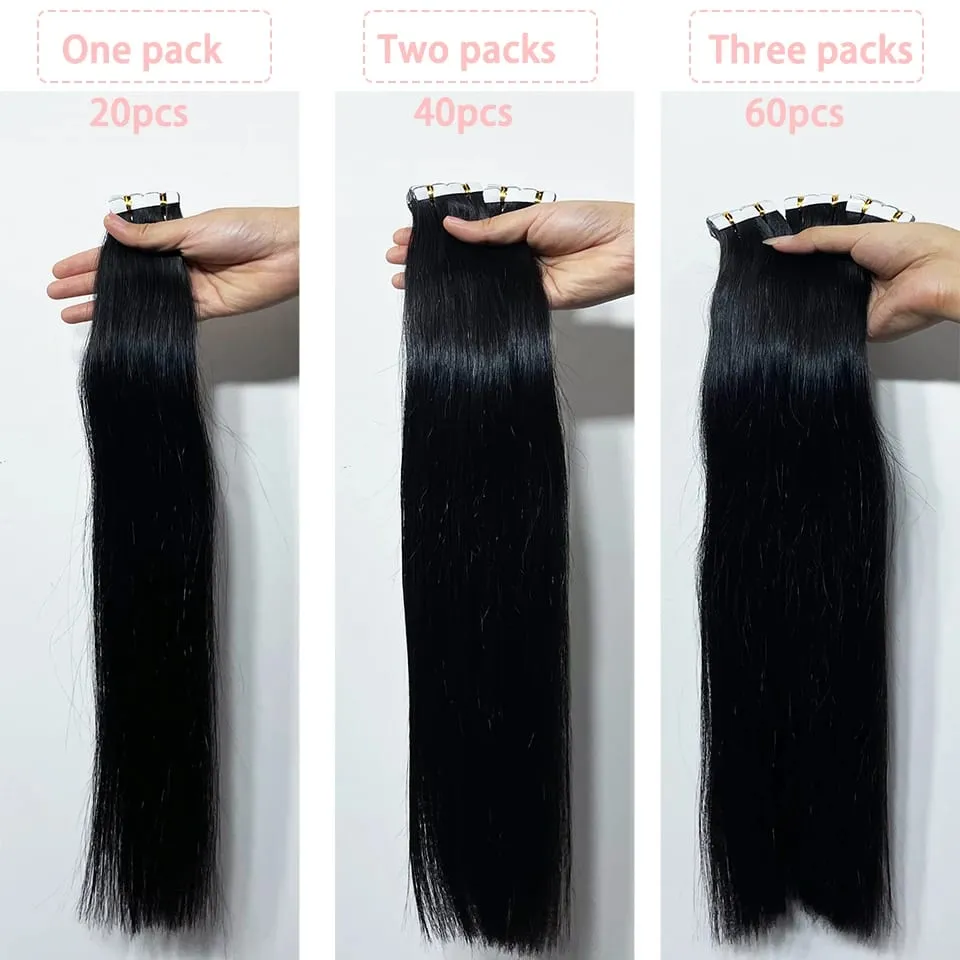 Straight Mini Tape In Human Hair Extensions 16-26 Inches 100% Natural Real Invisible Adhesive Tape Ins For Women — image 5