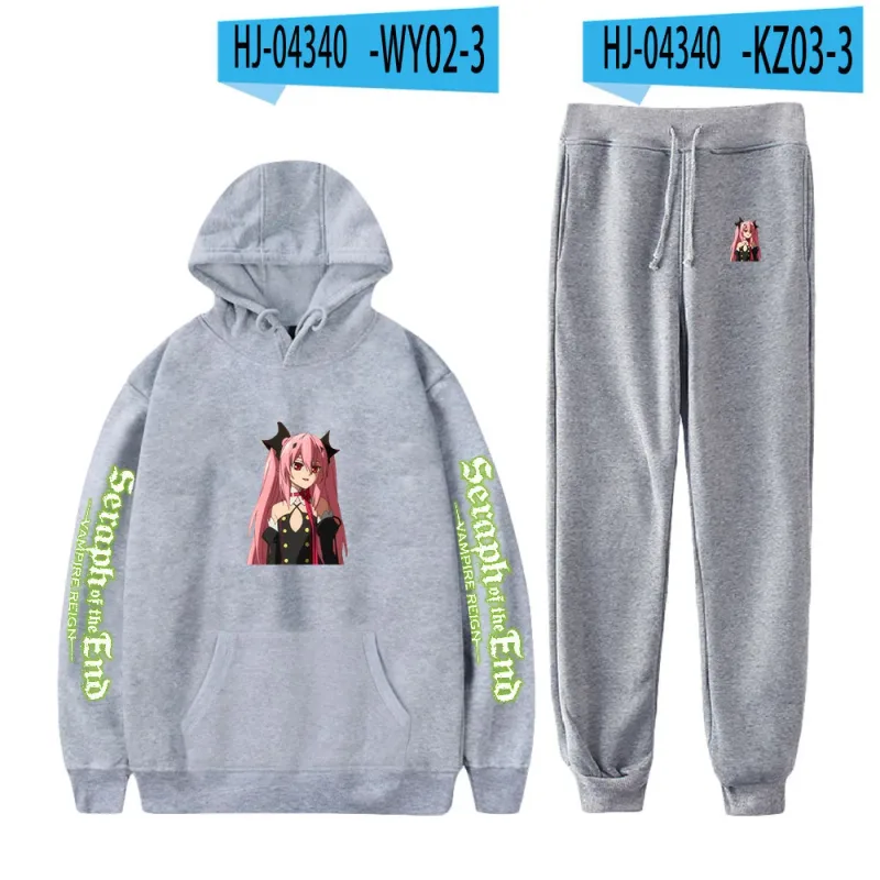 Harajuku cómodo Seraph of the End estampado sudadera pantalones de chándal traje sudaderas con capucha + pantalones traje niños/niñas conjunto de 2 piezas ropa — image 27