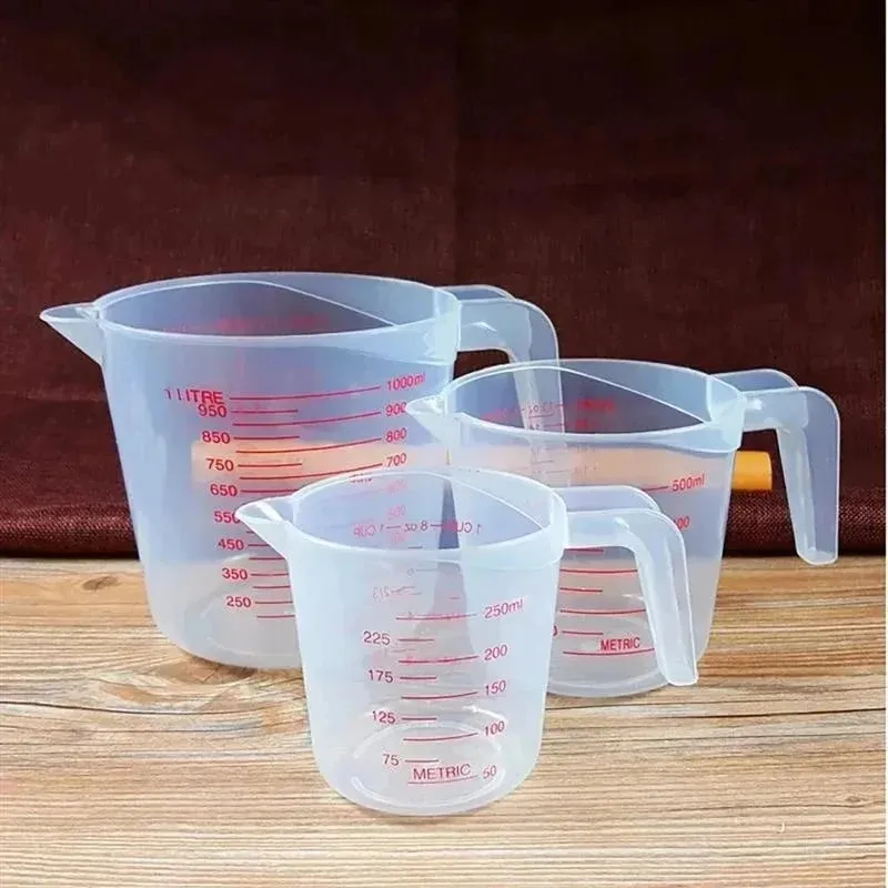 Kitchen Food Grade 0.25L 0.5L 1L Plastic Tip Mouth Pot Pour Spout Clear Measuring Cup Household Baking Scale Cup Kitchen Tool — image 2