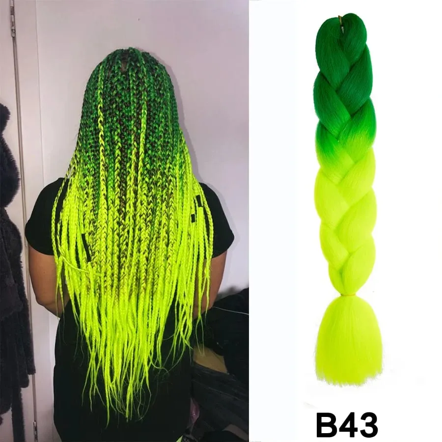 24 Inch Synthetic Jumbo Braid Pure And Ombre Braiding Hair Extensions For Women DIY Jumbo Hair Braids Black Green Gray Brown — image 52