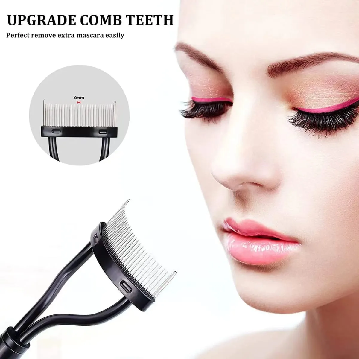 Eyelash Separator Metal Teeth Straight Eyelash Curler Beauty Makeup Stainless Eyelash Brush Comb Mascara Curl Makeup Tool — image 2