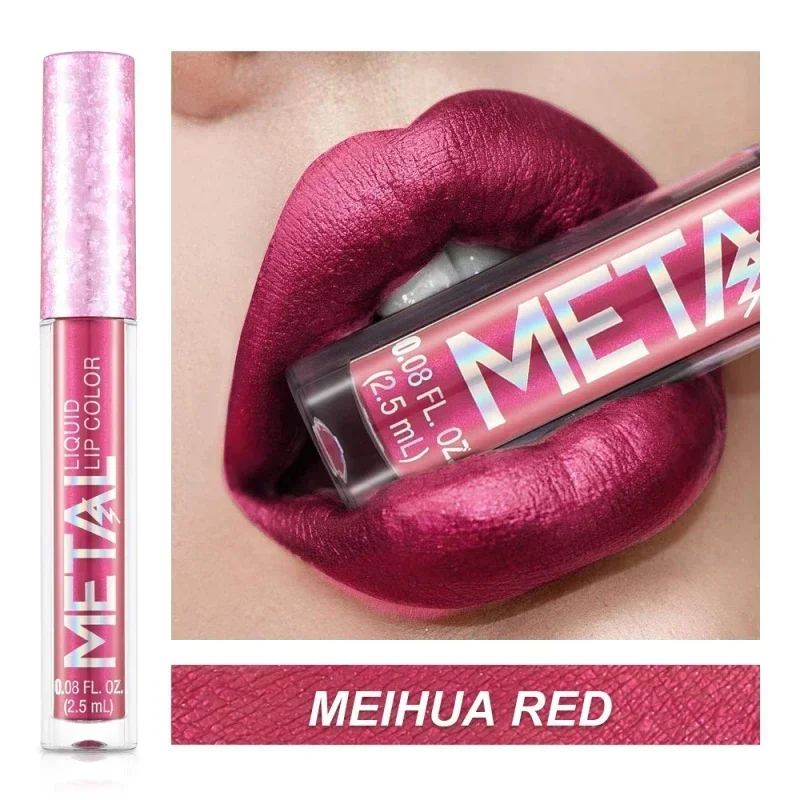 Metallic Matte Liquid Lipstick Waterproof Long Lasting Non-Stick Cup Matte Shimmer Glitter Lip Gloss Women Lips Makeup 12 Colors — image 14