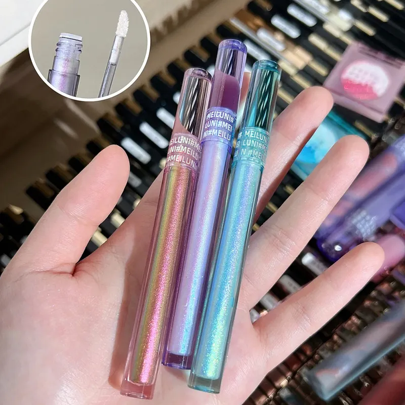 Maquillage pour les yeux caméléon à paillettes, fard à paupières multicolore scintillant, bâton Duochrome brillant, surligneur chromé, stylo cosmétique lumineux de fête — image 6
