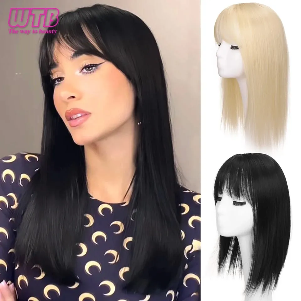 Synthetic Topper Clip In Hair Extensions with Bangs for Women Increase The Amount Of Hair On The Top Of The Head Cover The White — image 2