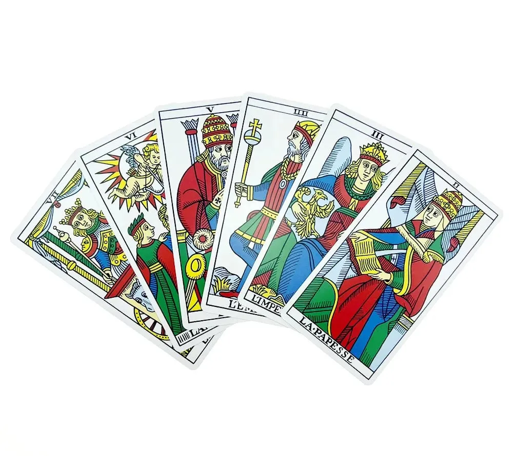 12x6.5cm Marseille Tarot Deck 78Pcs Full English Version Magic Tarot Board Game Universal Tarot Cards with Paper Instruction — image 3