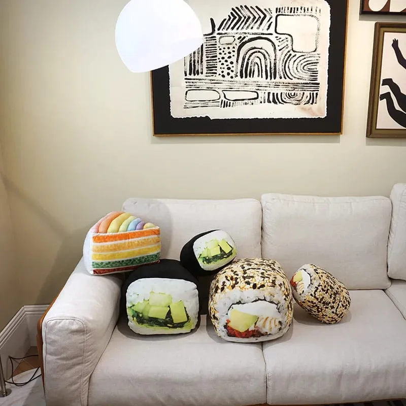 Kawaii Simulation Food Sushi Cake Plush Toys Stuffed Doll Pillow Cushion Cute Home Decoration for Kids Girls Adults Fun Gift